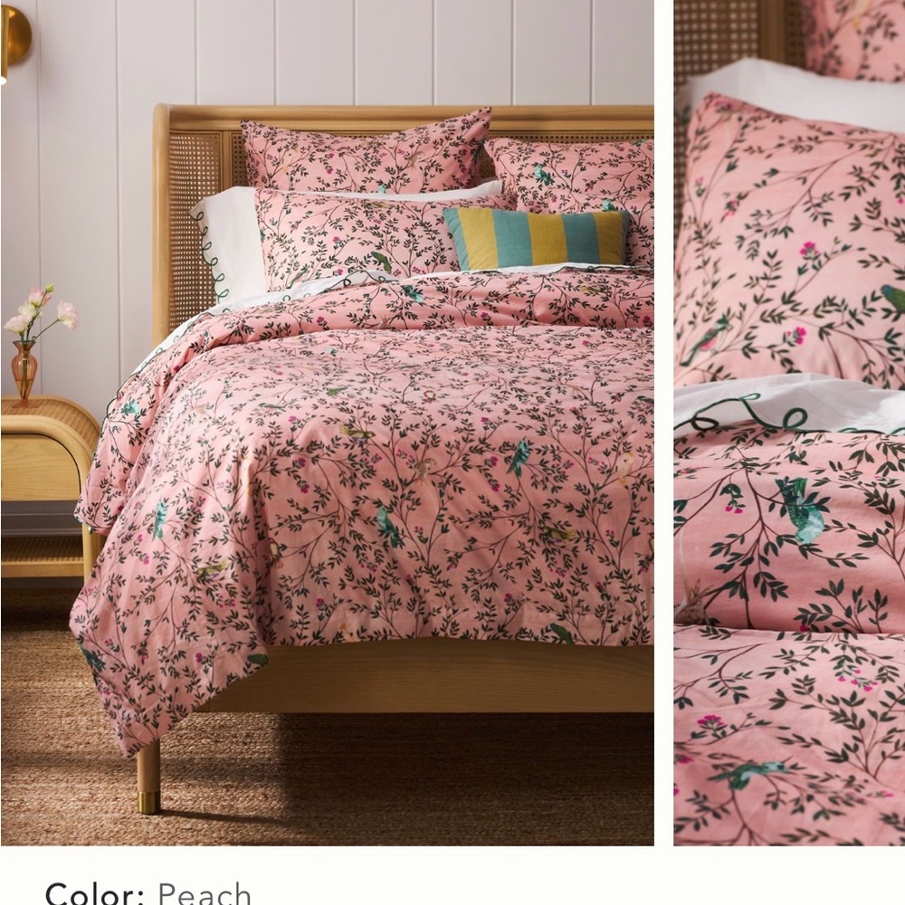 Anthropologie Priyanka Organic Cotton Percale King Duvet Cover and Shams